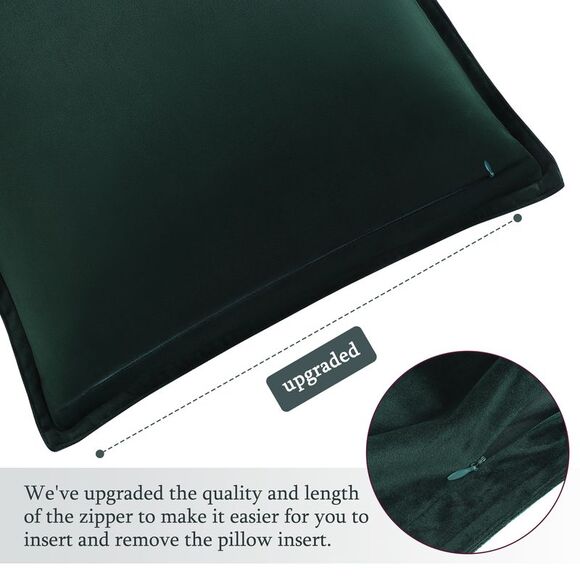Velvet Throw Pillow Cover Cushion Cases for Sofa Bed 18"x18" Dark Green - Picture 4 of 6